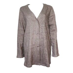 Grade & Gather Blazer Jacket Womens Size M Medium Linen Blend Grey Gray Long